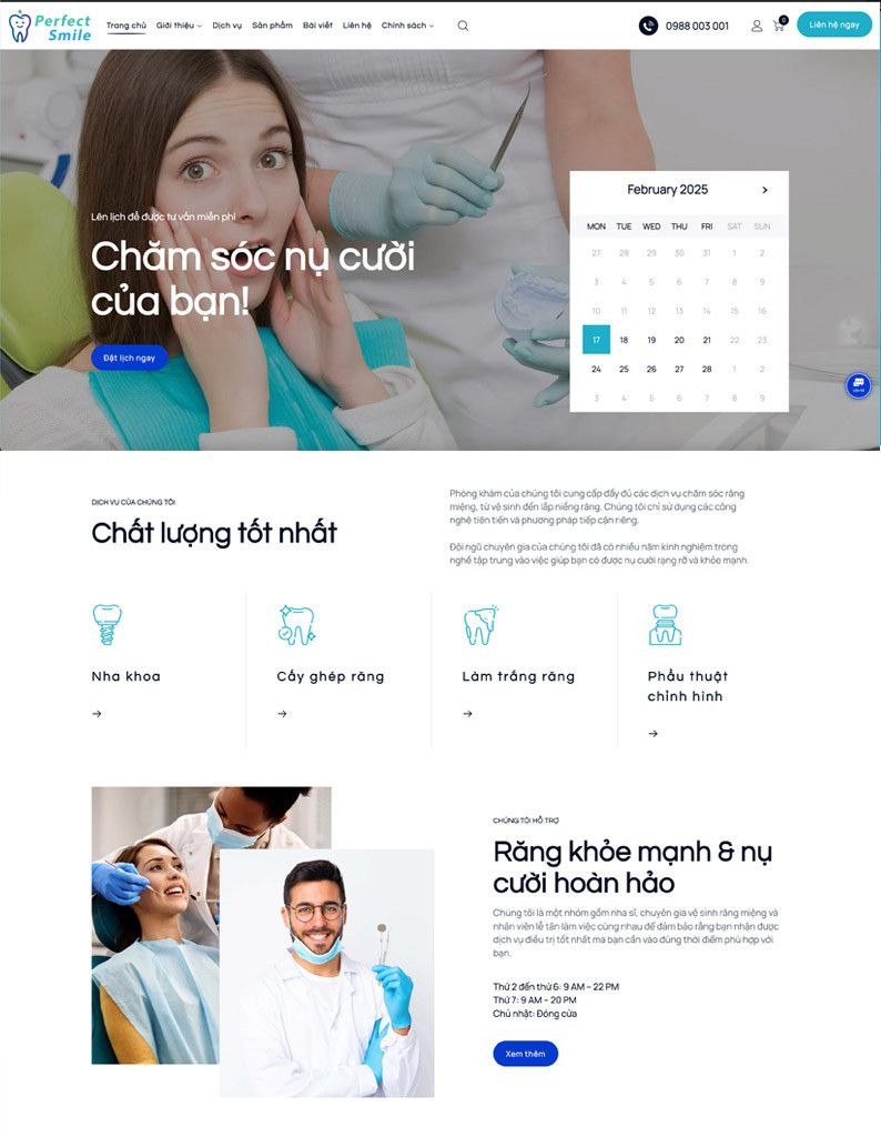Mẫu website Perfect Smile Perfect Smile