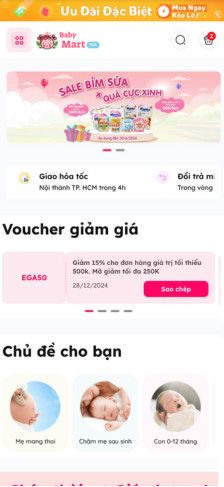 Mẫu website EGA Baby Mart