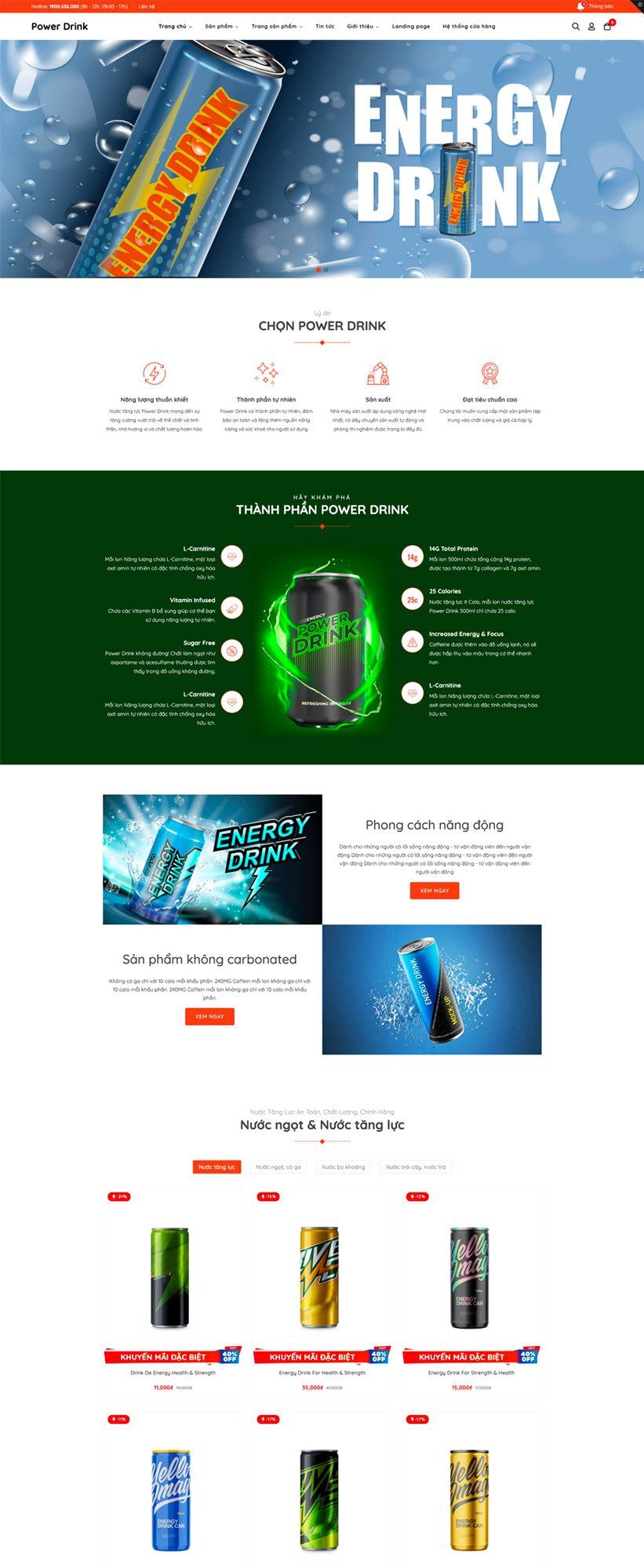 Mẫu website Power Drink Power Drink