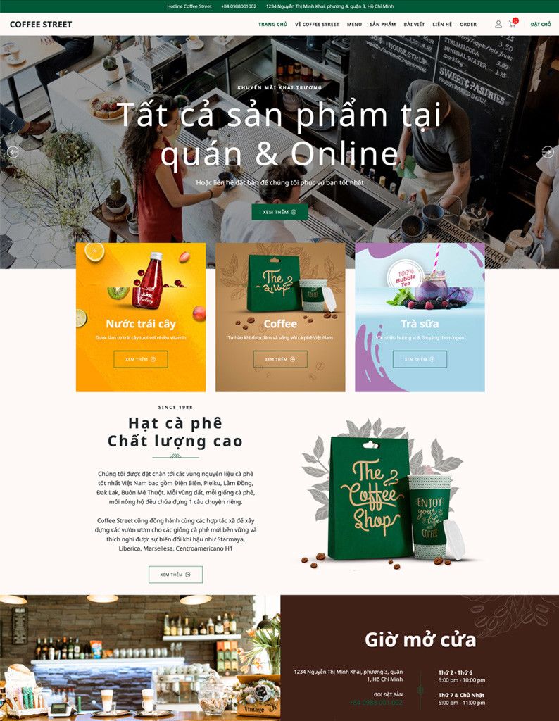 Mẫu website Coffee Street Coffee Street