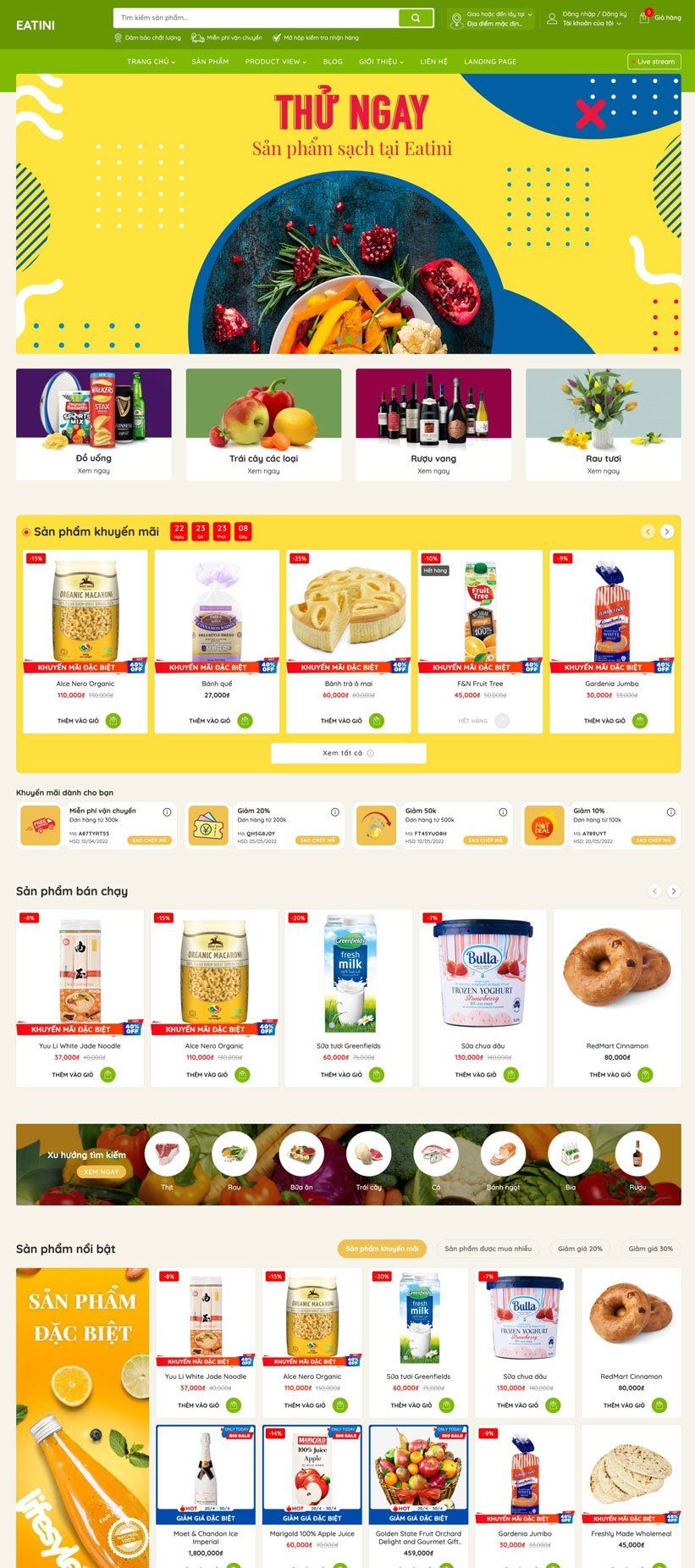 Mẫu website Eatini Eatini