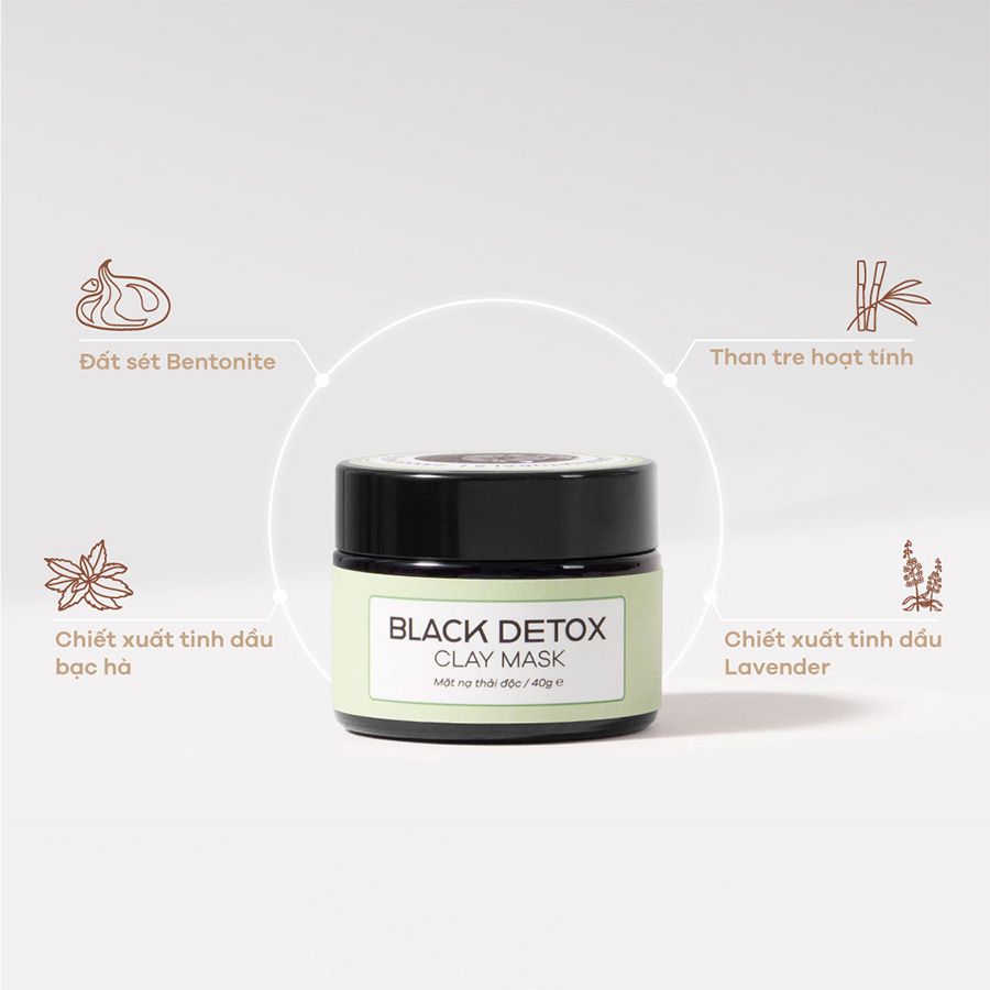  Mặt Nạ Đất Sét Thanh Lọc, Thải Độc Da Black Detox Clay Mask 40g 