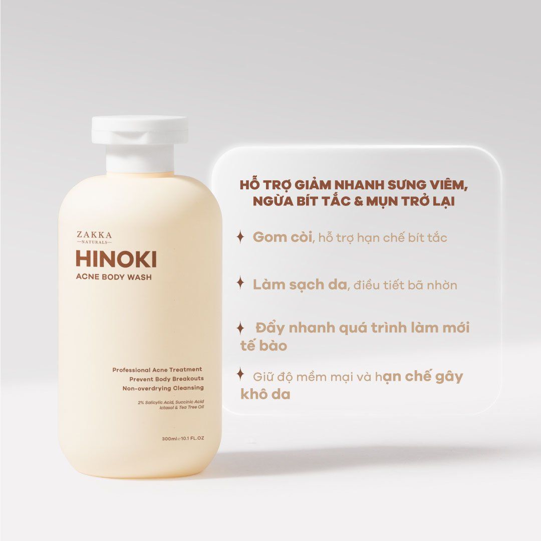  Sữa tắm hỗ trợ giảm mụn Hinoki - Hinoki Body Acne Wash Zakka Naturals 300ml 