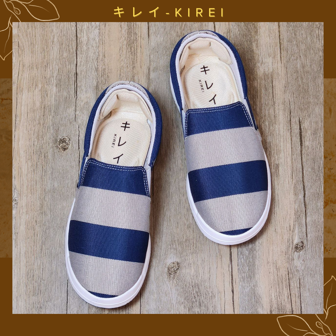 Giày Nhật Kirei walk canvas sọc KH Xám xanh