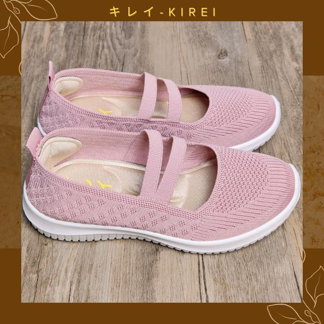 Giày Nhật búp bê Kirei walk straps knitted BG Hồng