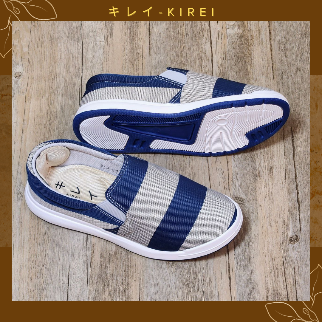 Giày Nhật Kirei walk canvas sọc KH Xám xanh