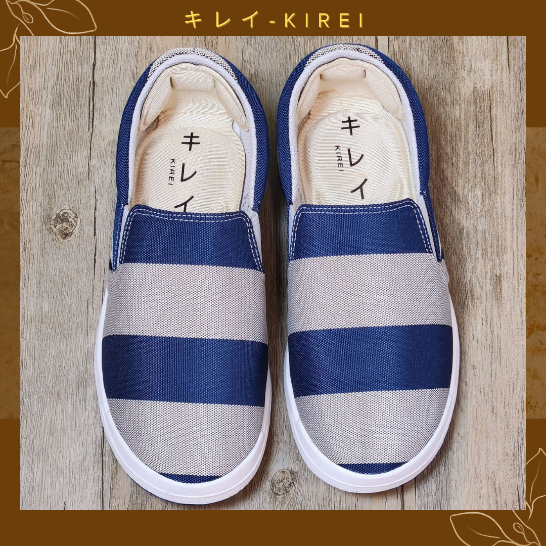 Giày Nhật Kirei walk canvas sọc KH Xám xanh