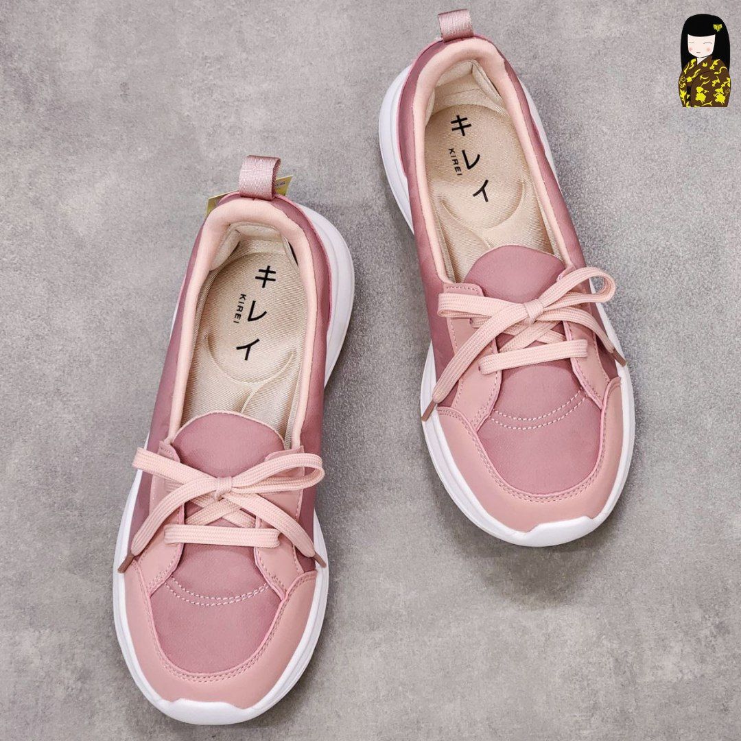 Giày Kirei Walk on Breathable Cột dây BG Hồng Camo