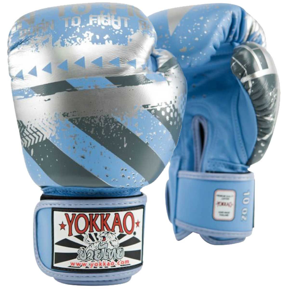GĂNG TAY YOKKAO FYGL-40 HUSTLE MUAY THAI & BOXING GLOVES - MARINA/SILVER