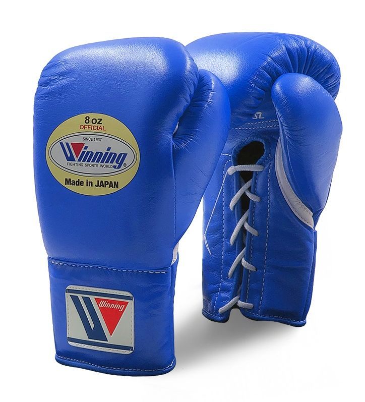 Găng Tay Boxing Winning Pro Fight Laces Gloves - Blue