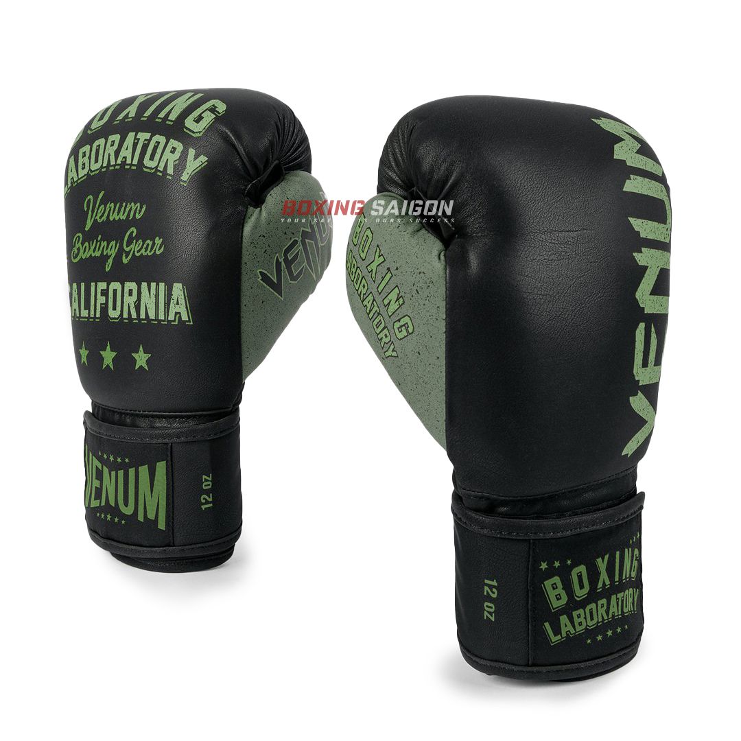 Găng Tay Venum Lab Boxing Gloves - Black/Green