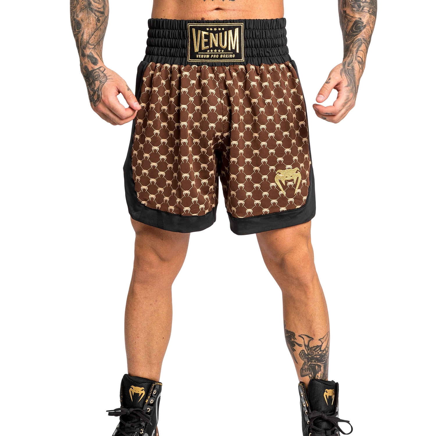 Quần Venum Monogram Boxing Shorts - Black/Brown