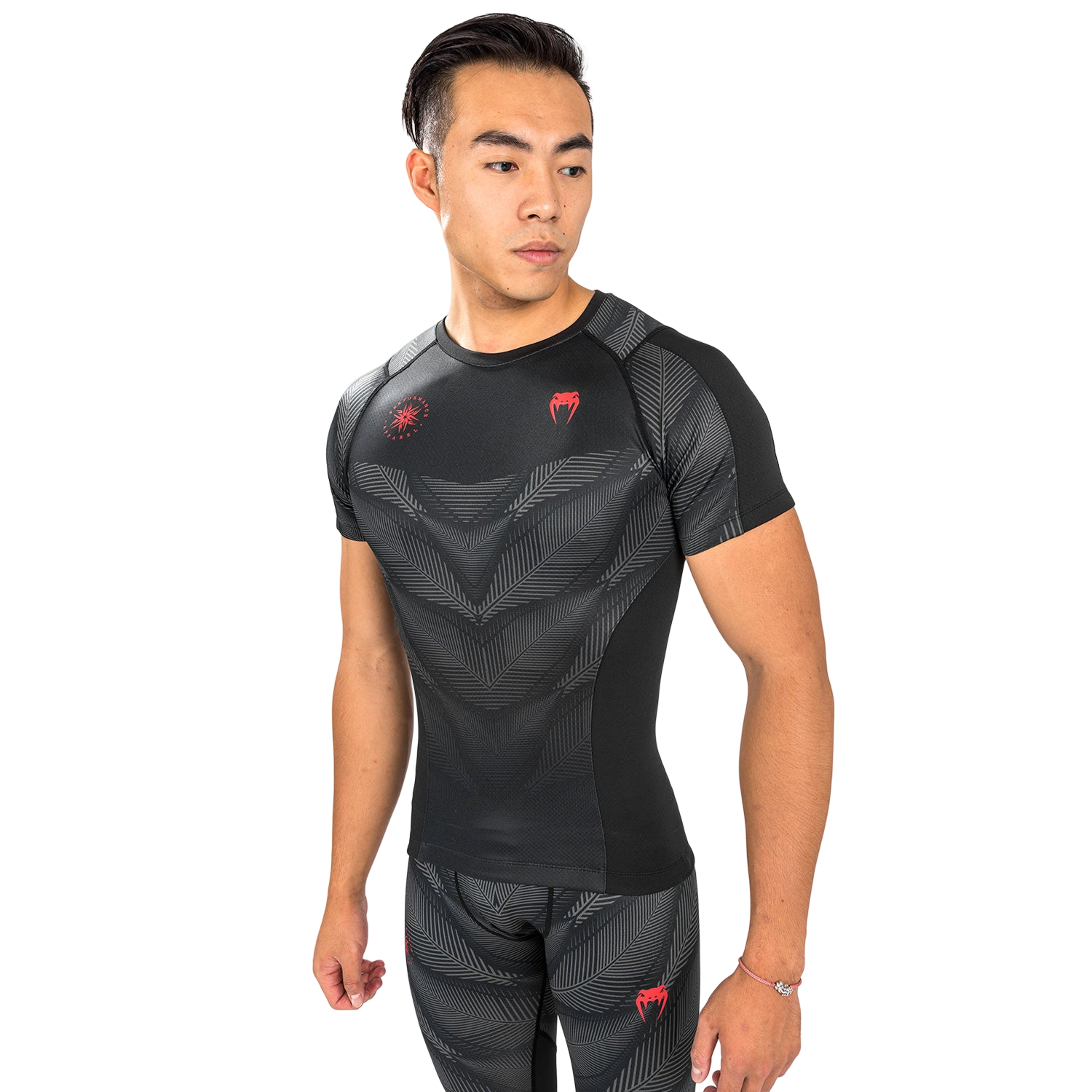 Áo bó Venum Phantom Rashguard Short Sleeves - Black/Red