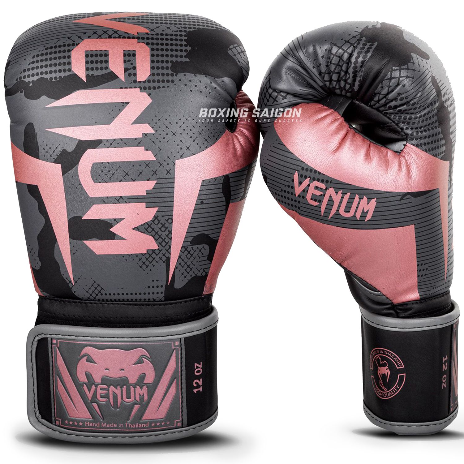 Găng Tay Venum Elite Boxing Gloves - Black/Pink
