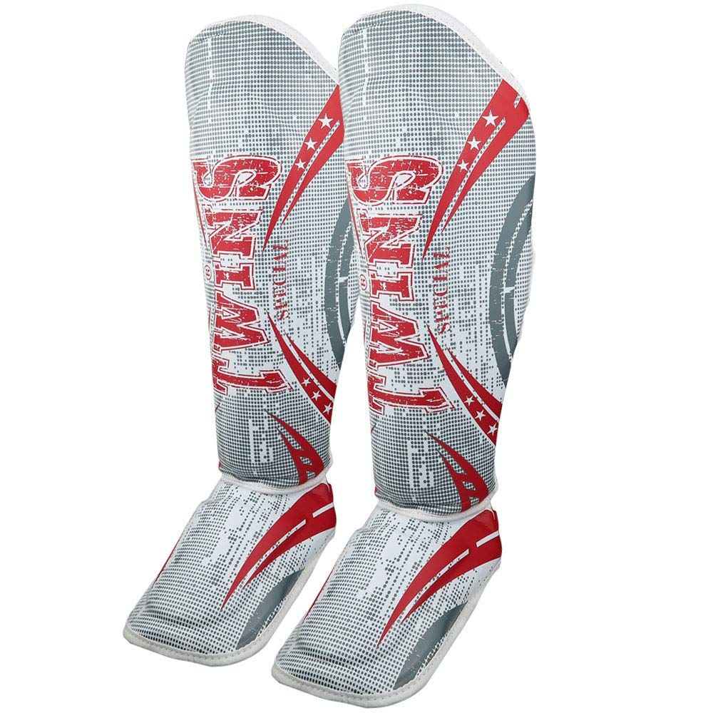 BẢO HỘ CHÂN TWINS FSGL10-TW5 DOUBLE PADDED LEATHER SHINGUARD - WHITE/RED