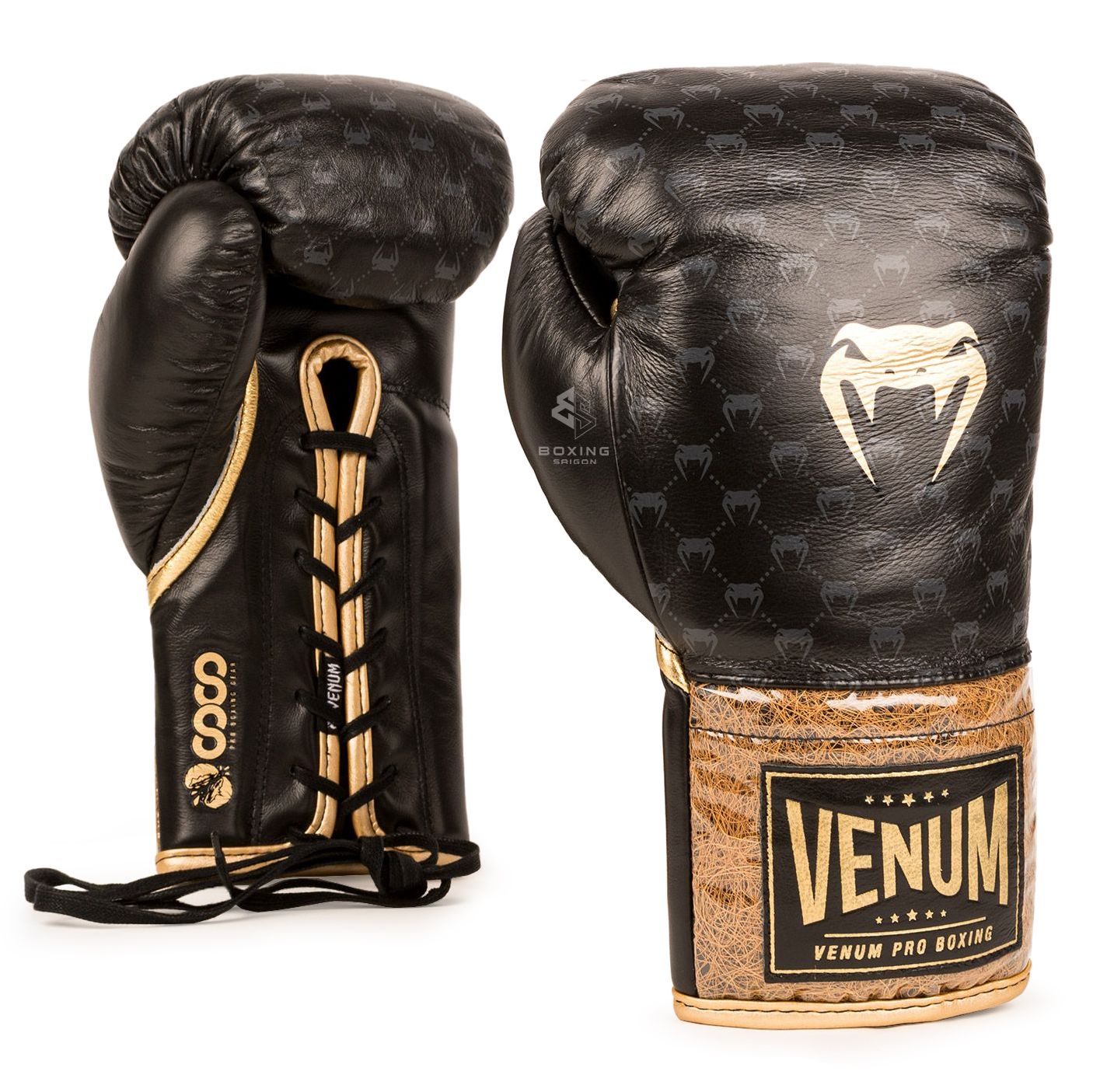 Găng Tay Venum Coco Monogram Pro Lace Up Boxing Gloves - Intense Black