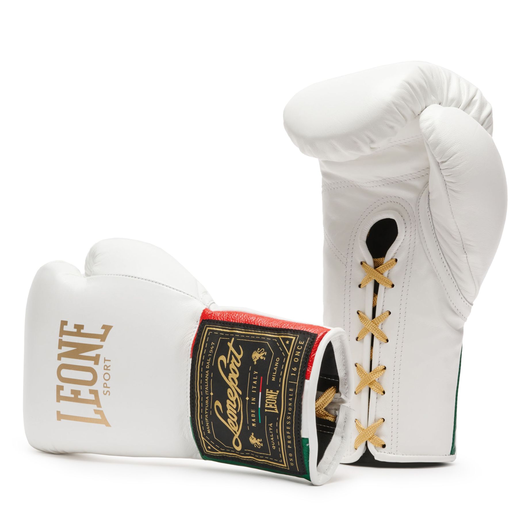 Găng Tay Leone Orlando Tricolore Boxing Gloves Laces - White