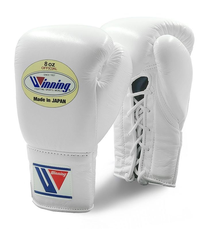 Găng Tay Boxing Winning Pro Fight Laces Gloves - White
