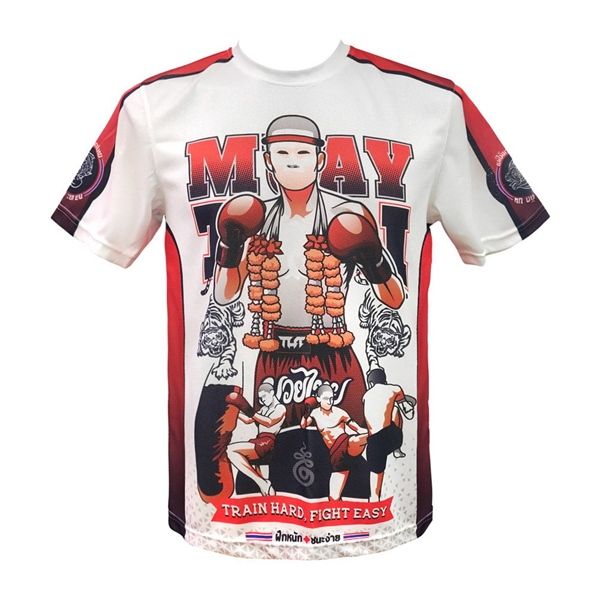 Áo TUFF TUF-TS010 Muay Thai Shirts Training Motivation Train Hard Fight Easy - White