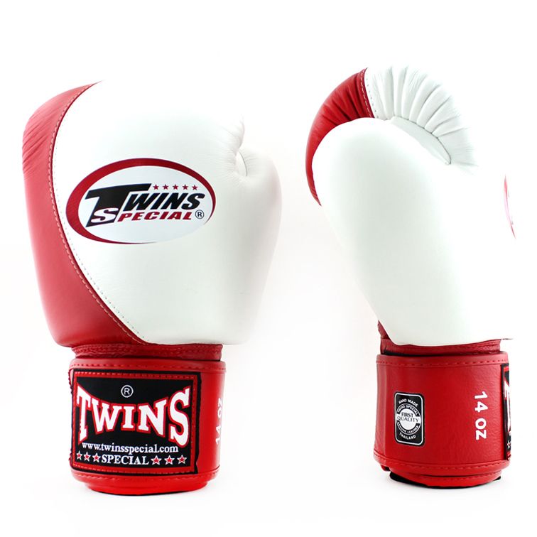 Găng Tay Twins BGVL-8 Velcro Boxing Gloves - White/Red