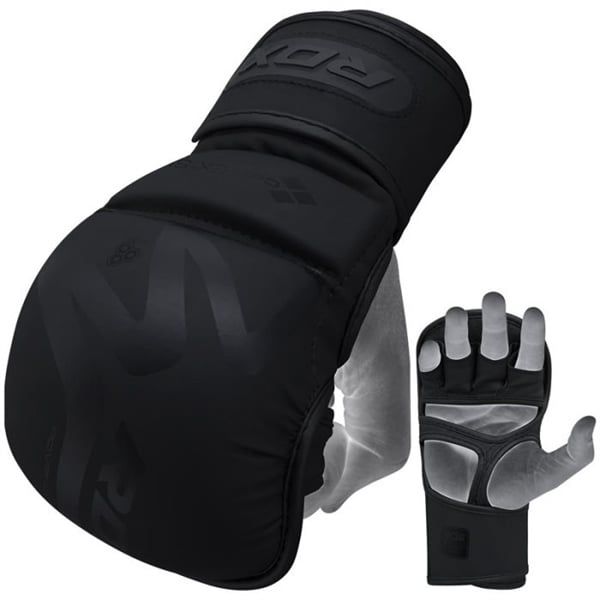 Găng Tay Rdx Mma T15 Noir Hybrid Grappling Gloves - Matte Black
