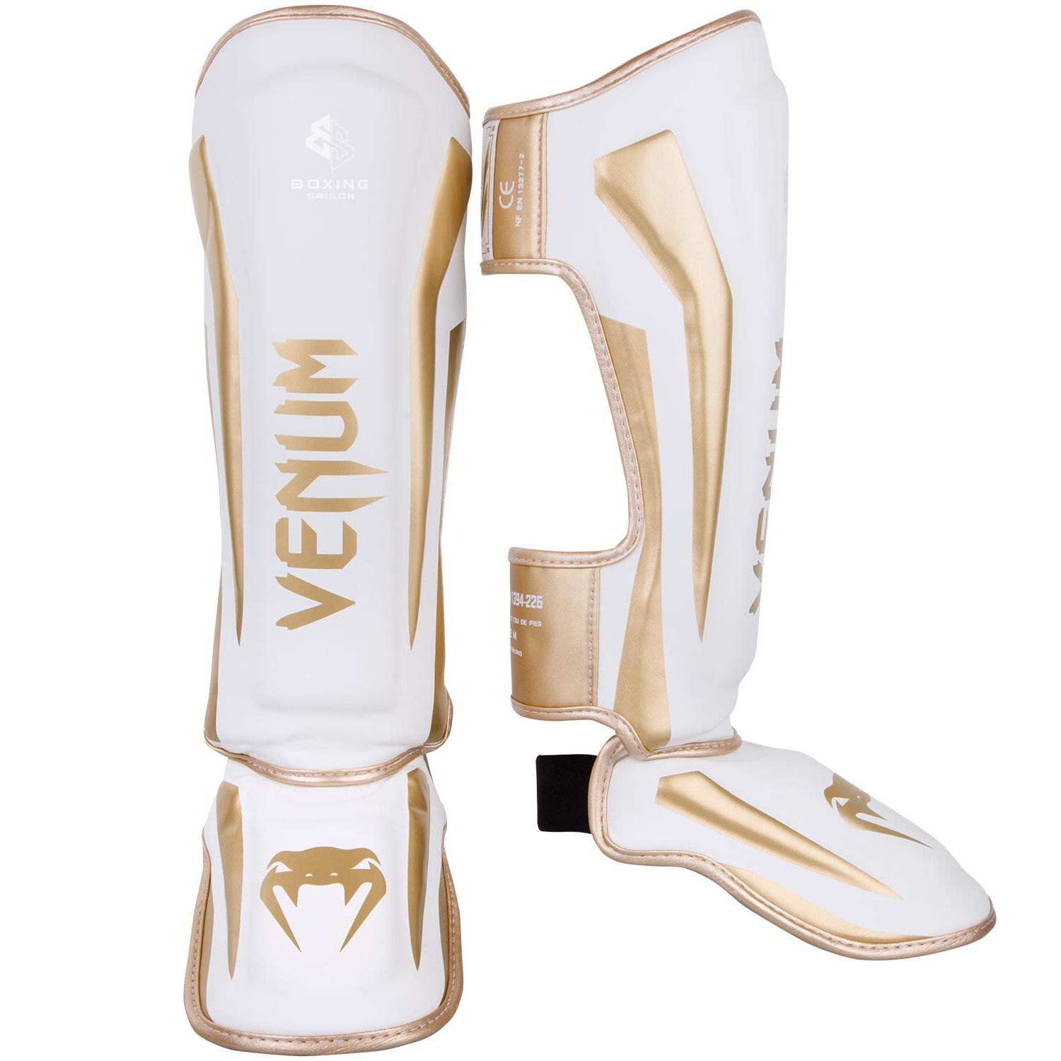 Bảo Hộ Chân Venum Elite Standup Shinguards - White/Gold