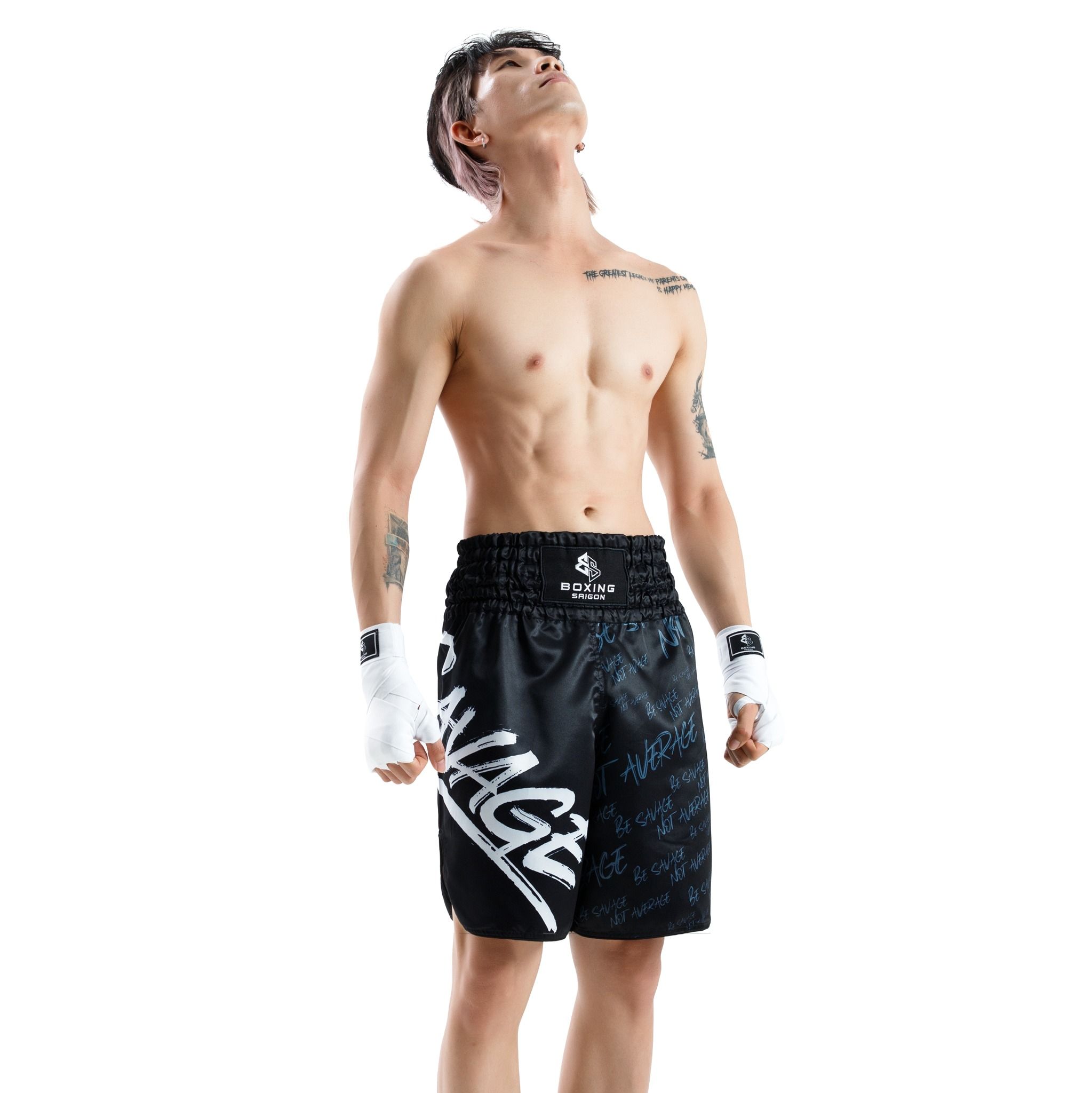 Quần Boxing Saigon Savage - Black/Black