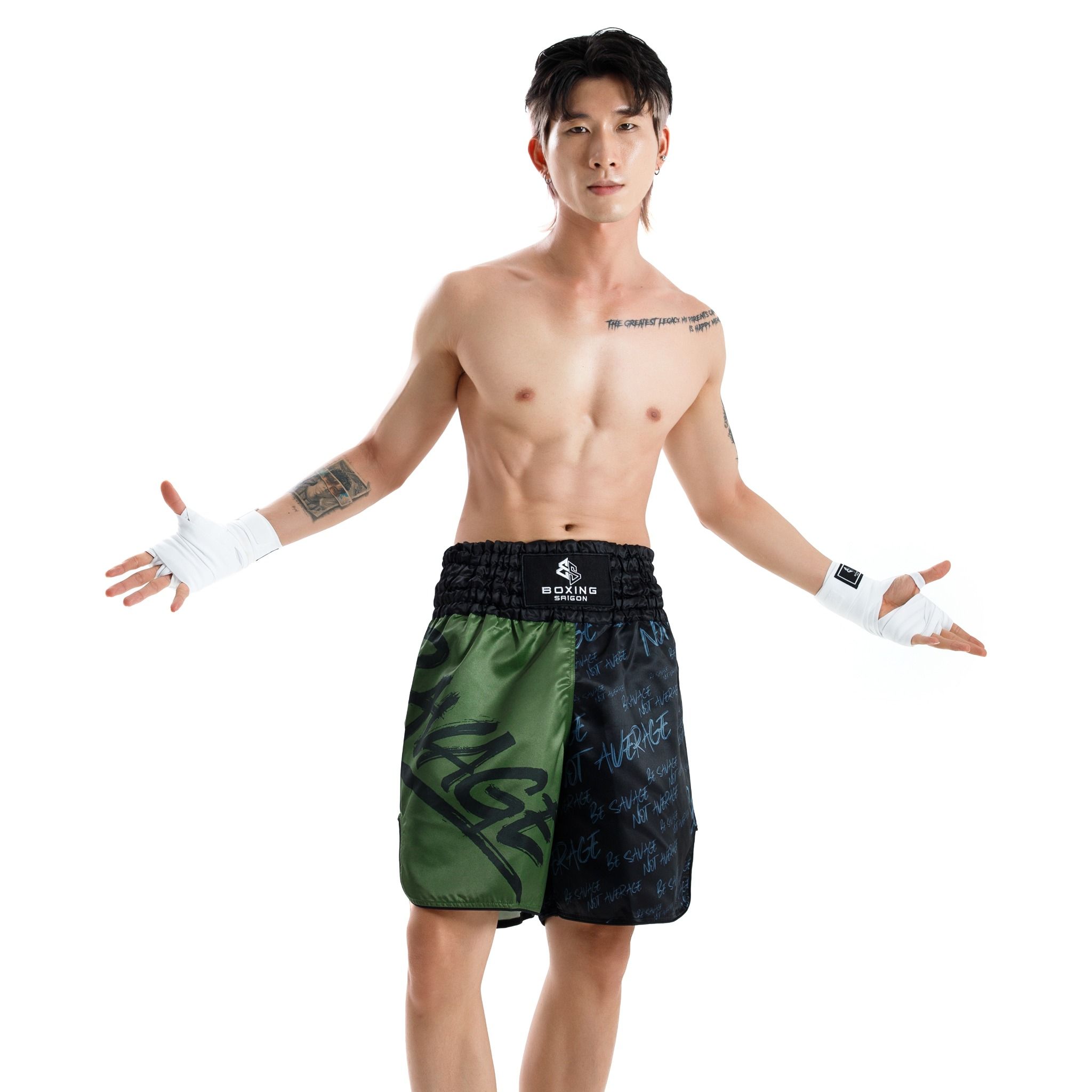 Quần Boxing Saigon Savage - Black/Green