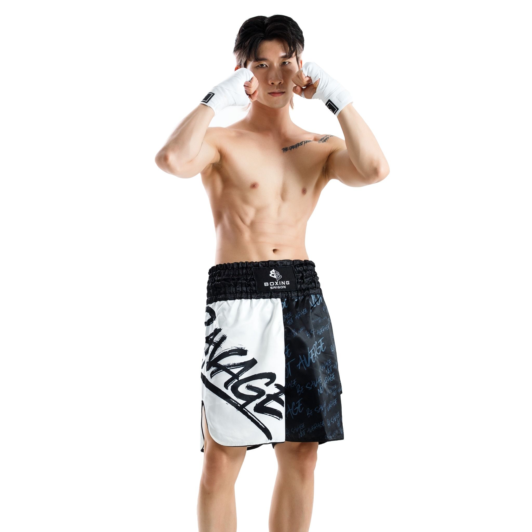 Quần Boxing Saigon Savage - Black/White