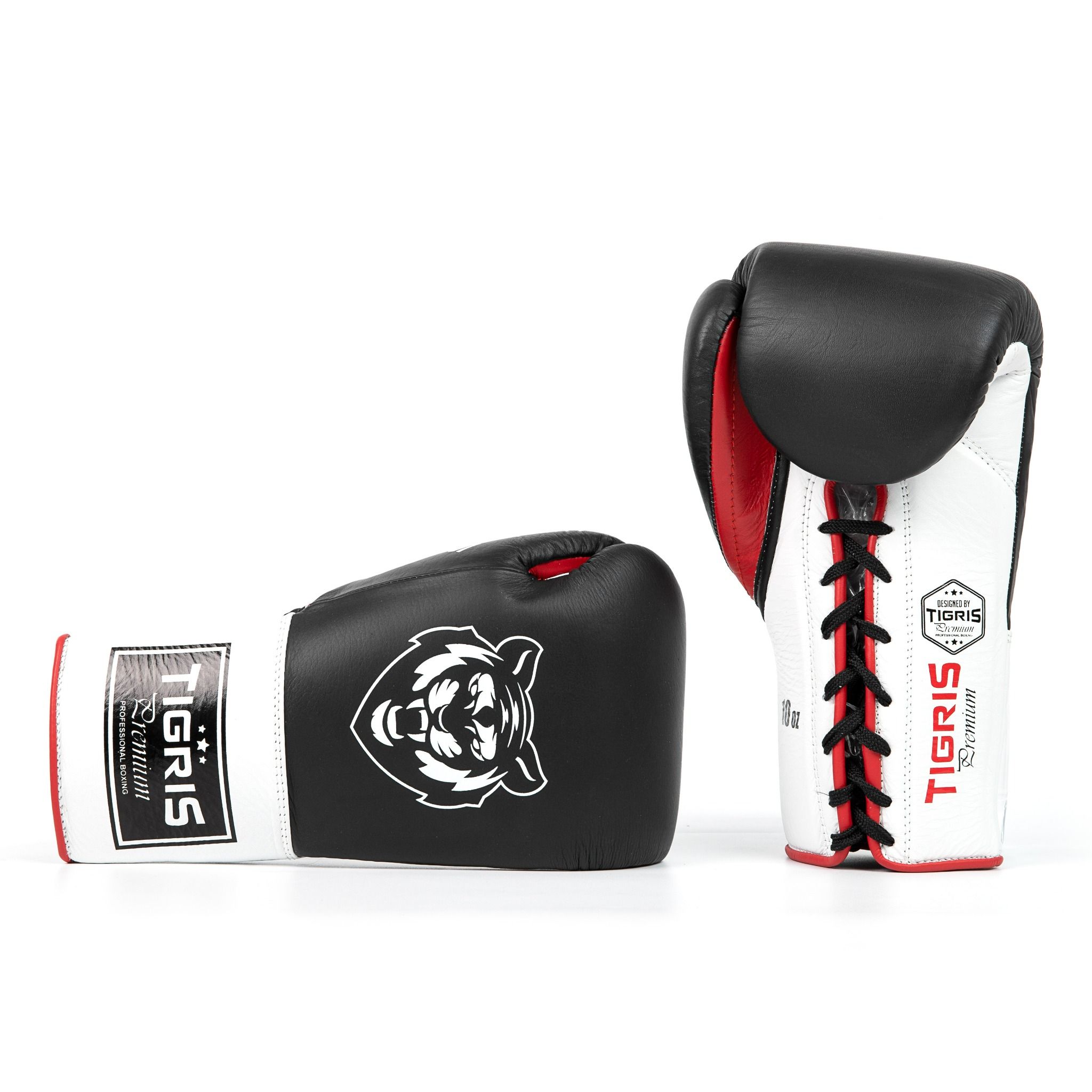 Găng Tay Tigris Pro Fight Leather Boxing Gloves - Black/Red