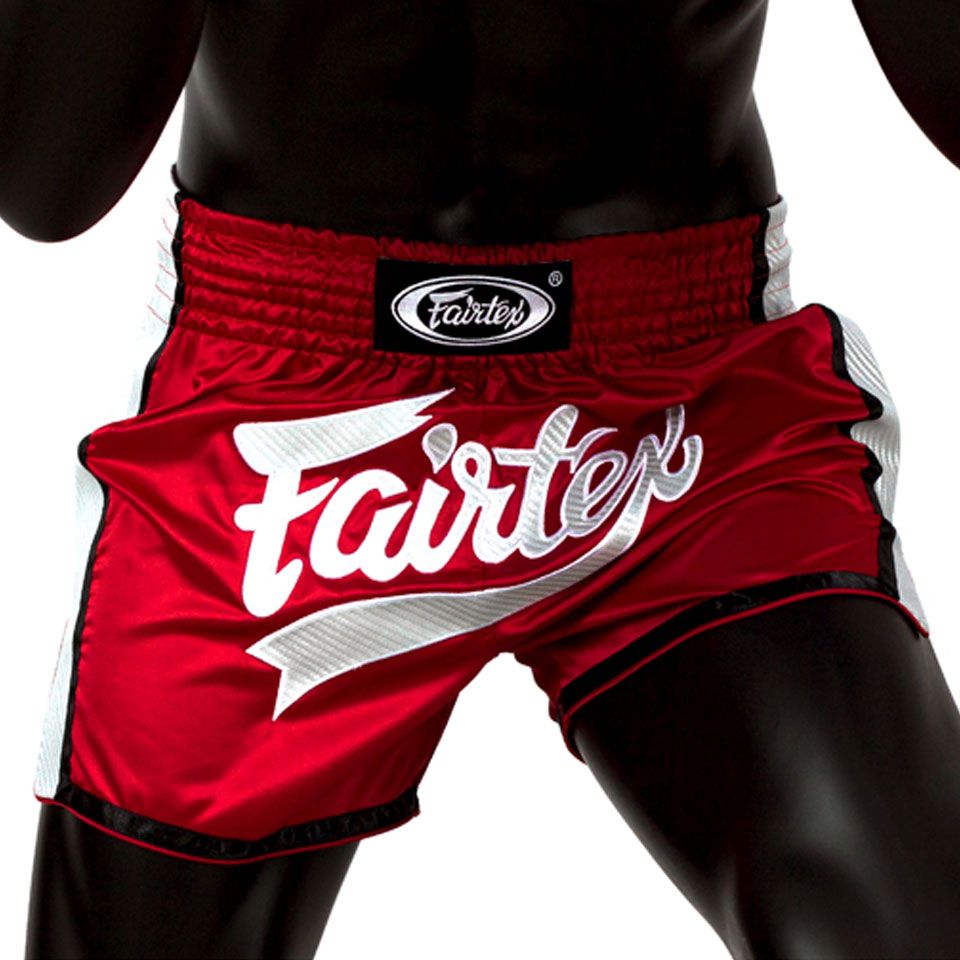 QUẦN FAIRTEX BS1704 RED-WHITE SLIM CUT MUAY SHORT