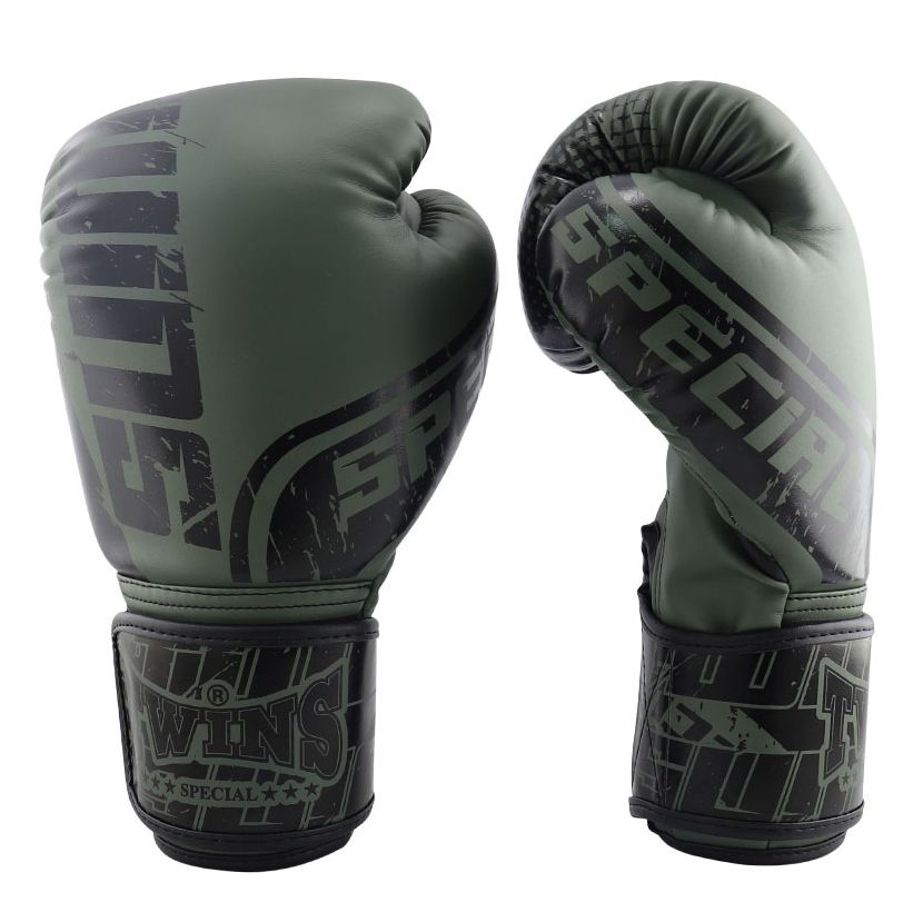 Găng Tay Twins FBGVS12-TW7 New PU Velcro Boxing Gloves - Black/Olive