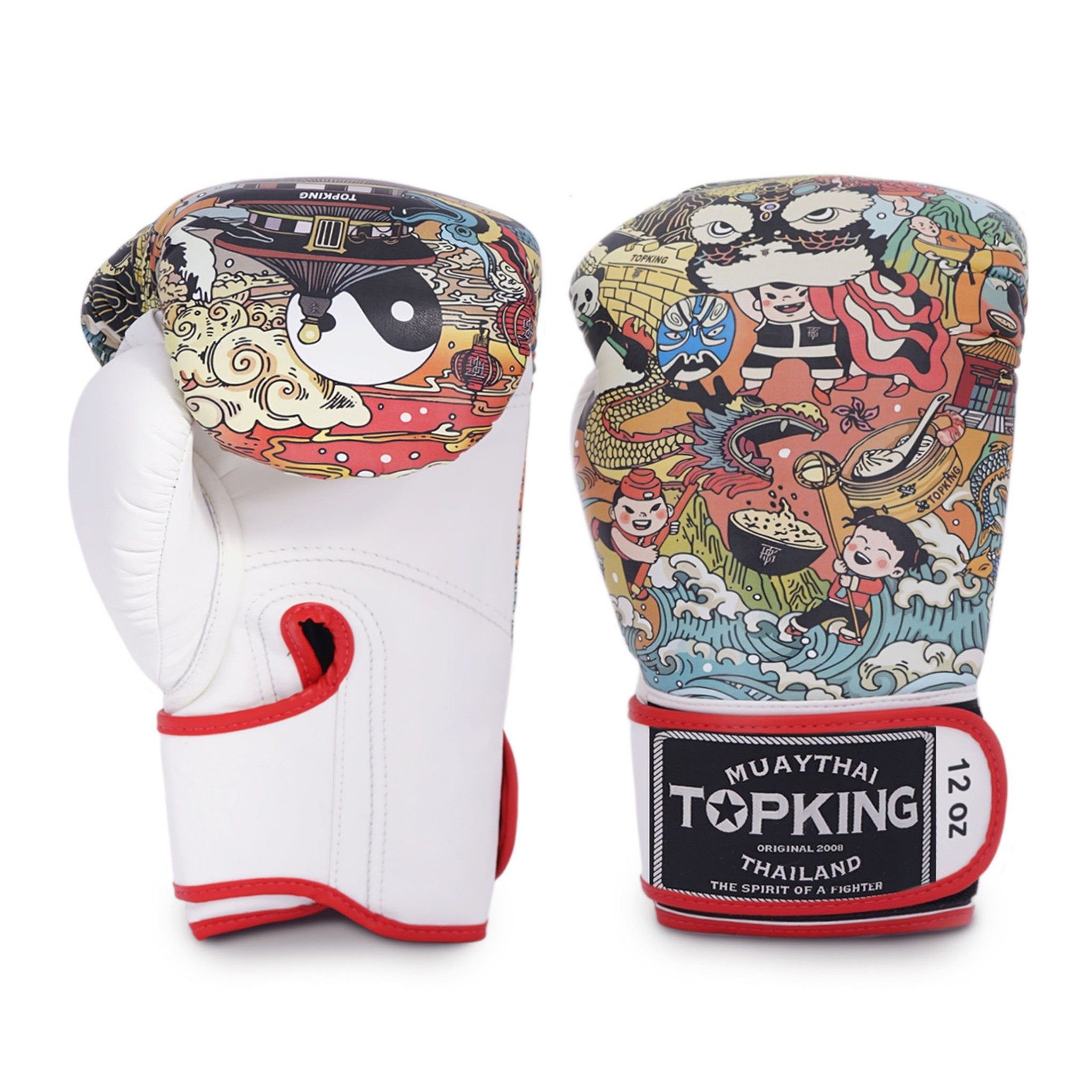 Găng Tay Top King TKBGCT-1C1 Chinese Culture Boxing Gloves - White