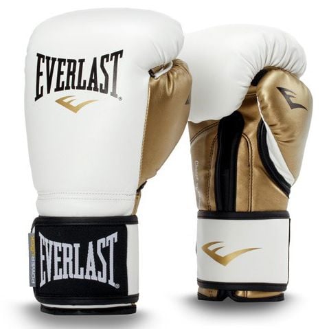 Găng Tay Everlast Powerlock Hook & Loop Synthetic Leather Training Gloves - White/Gold