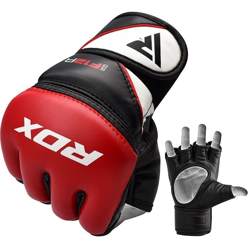 Găng Tay Rdx Leather-X Training Mma Grappling Gloves - Red