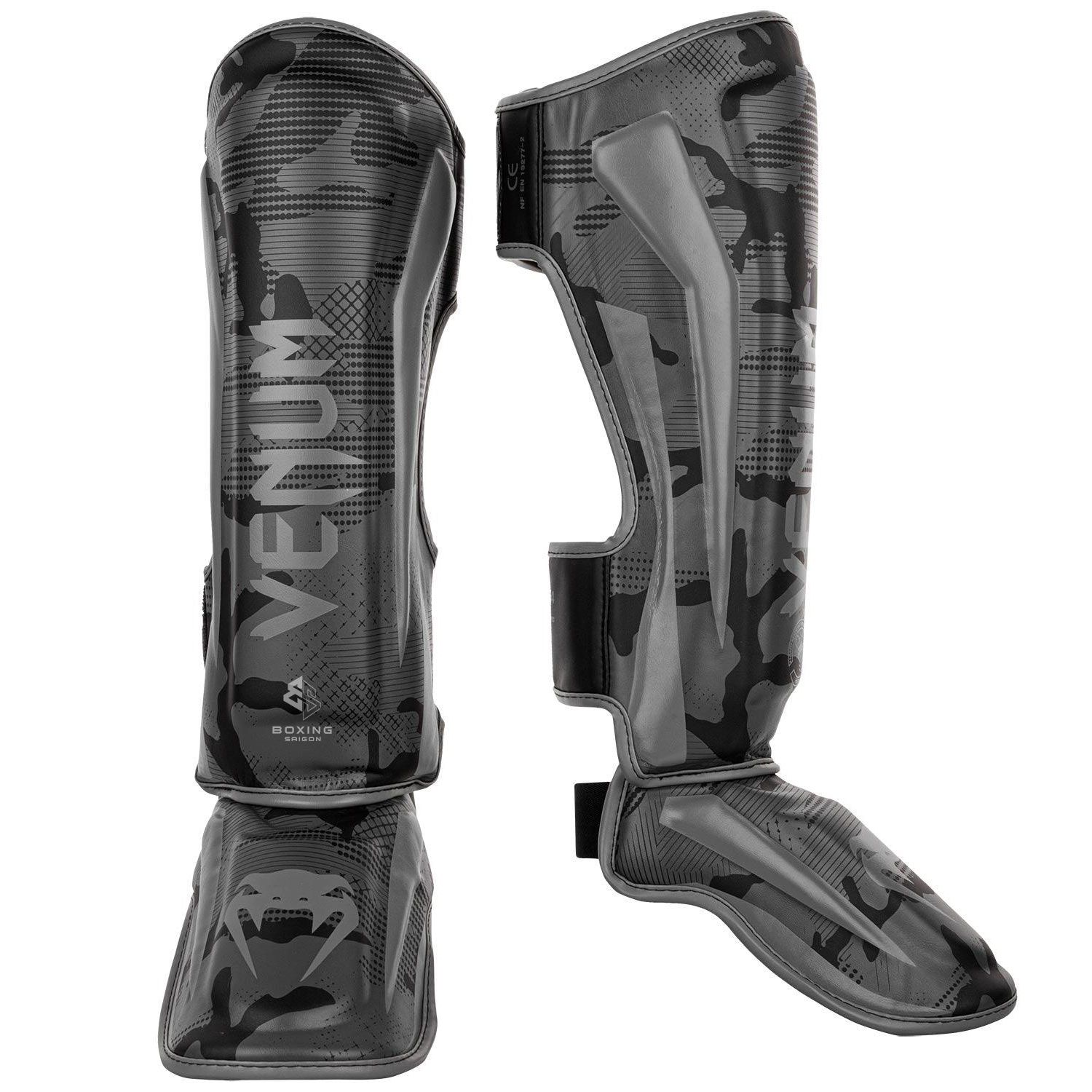 Bảo Hộ Chân Venum Elite Shin Guards - Black/Dark camo