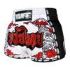Quần TUFF Muay Thai Boxing Shorts New Retro Style Double Tiger With Red Text