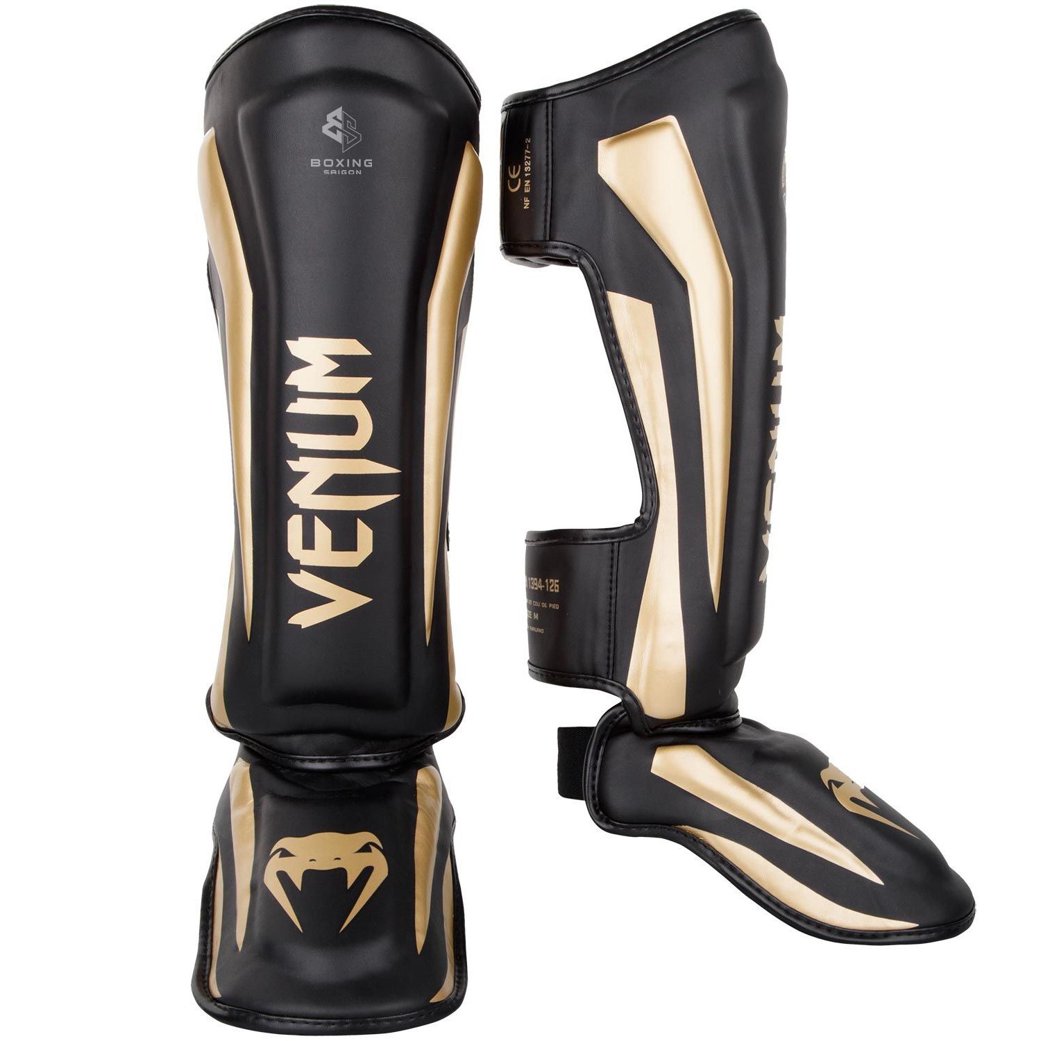 Bảo Hộ Chân Venum Elite Standup Shinguards - Black/Gold