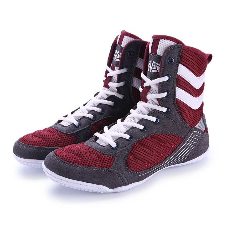 Giày Mingsibo High Top Professional Training Shoes - Maroon/Grey