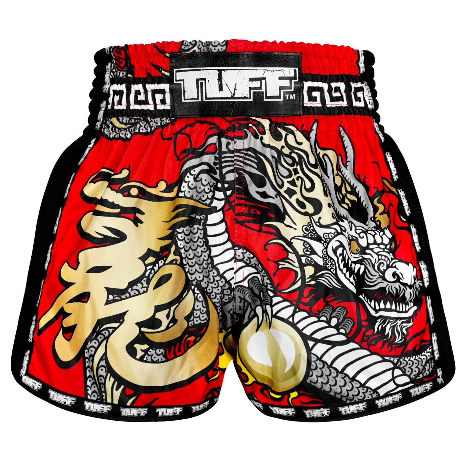 Quần TUFF Muay Thai Boxing Shorts New Retro Style Red Chinese Dragon