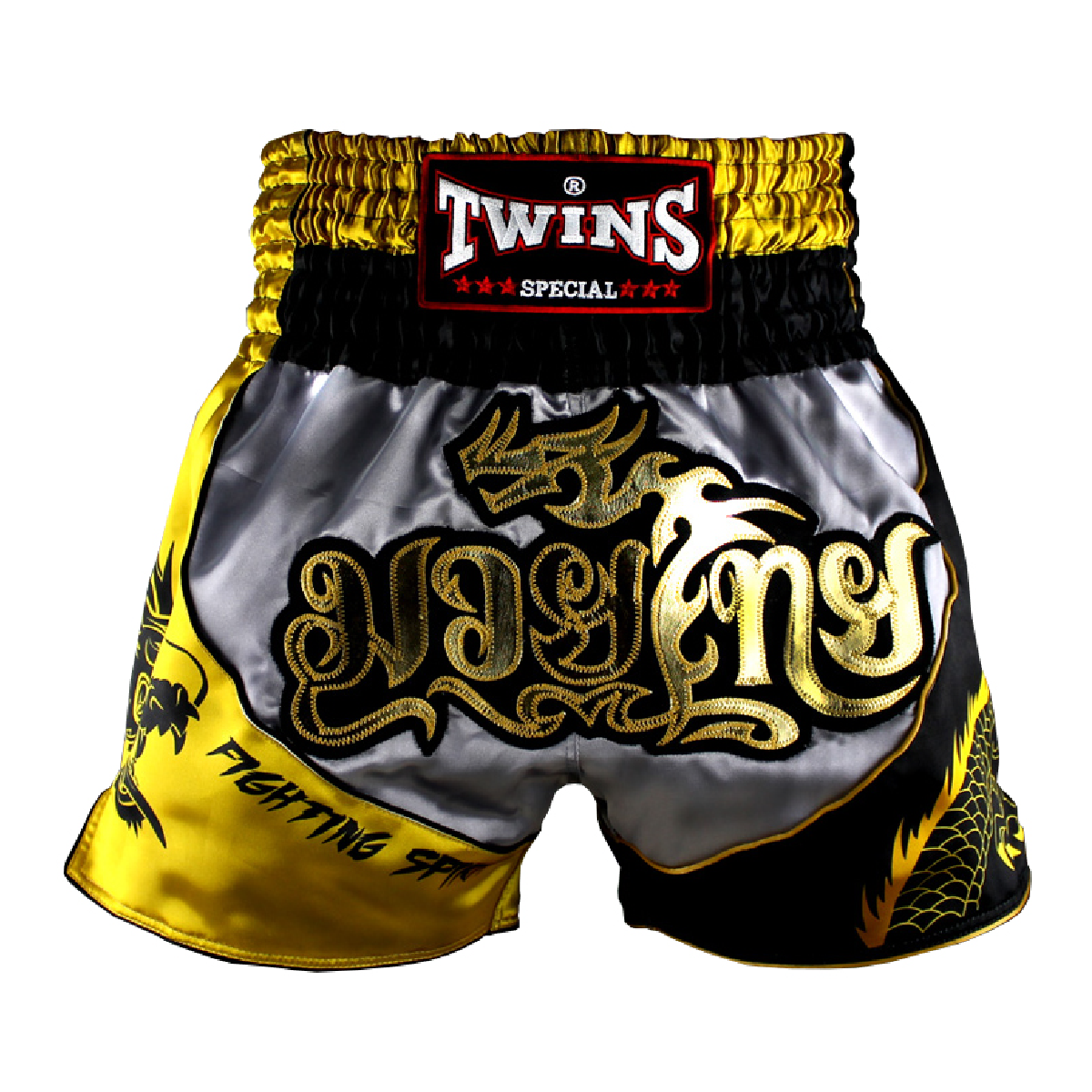 Quần Twins Special Tbs-Dragon-1 Muay Thai Shorts Grey Gold