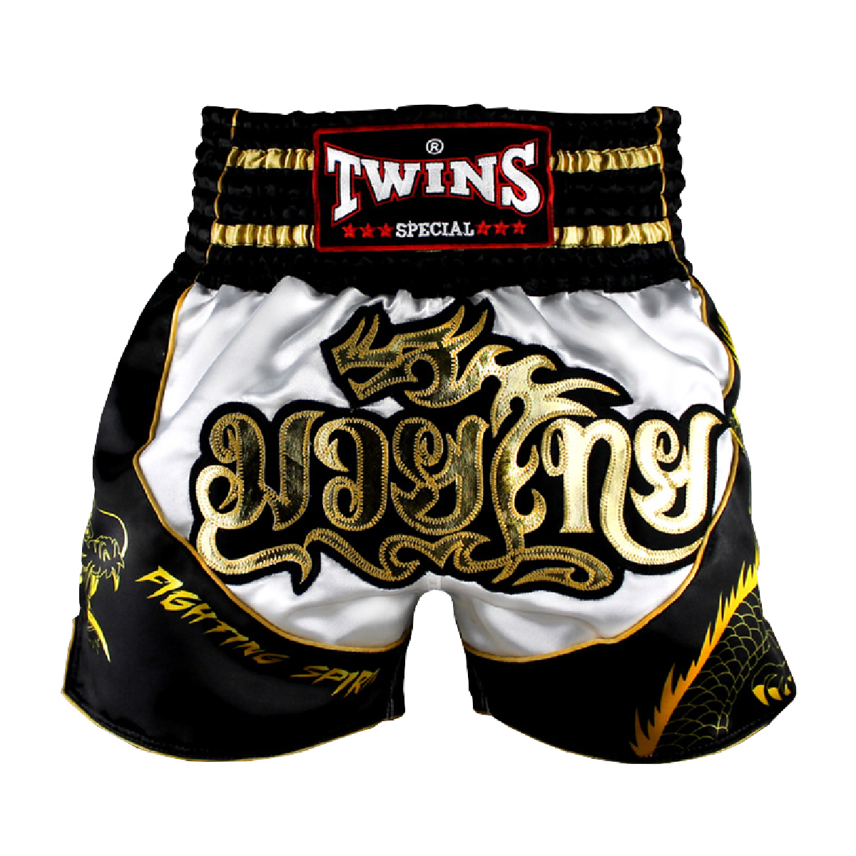 Quần Twins Special Tbs-Dragon-3 Muay Thai Shorts White Black
