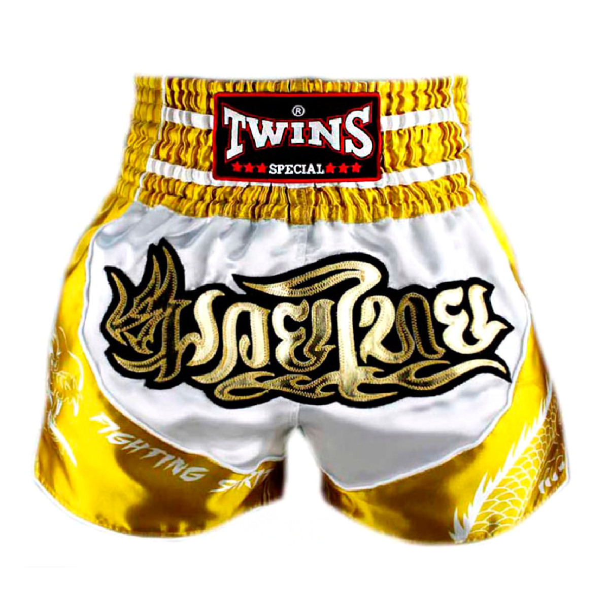 Quần Twins Special Tbs-Dragon-4 Muay Thai Shorts White Gold