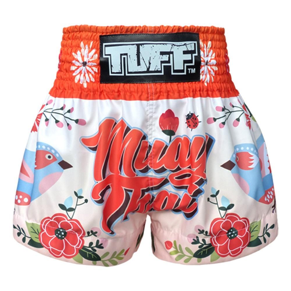 Quần Tuff Muay Thai Shorts Orange Pastel Birds Pattern