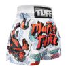 Quần Tuff Muay Thai Boxing Shorts White Japanese Koi Fish With Muay Thai Text