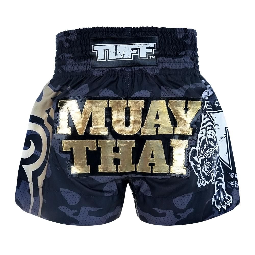 Quần Tuff Muay Thai Boxing Shorts New Black Military Camouflage
