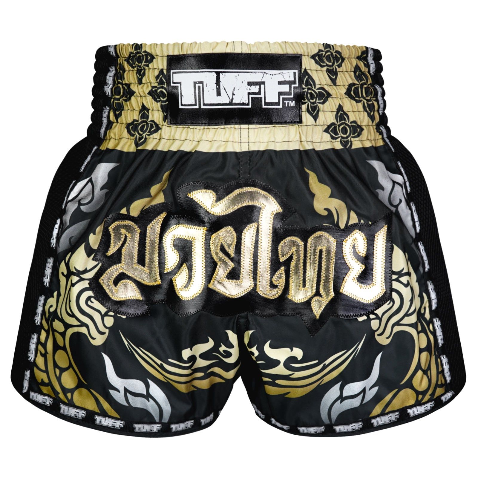 Quần Tuff Muay Thai Boxing Shorts New Retro Style Thai King Of Naga Black