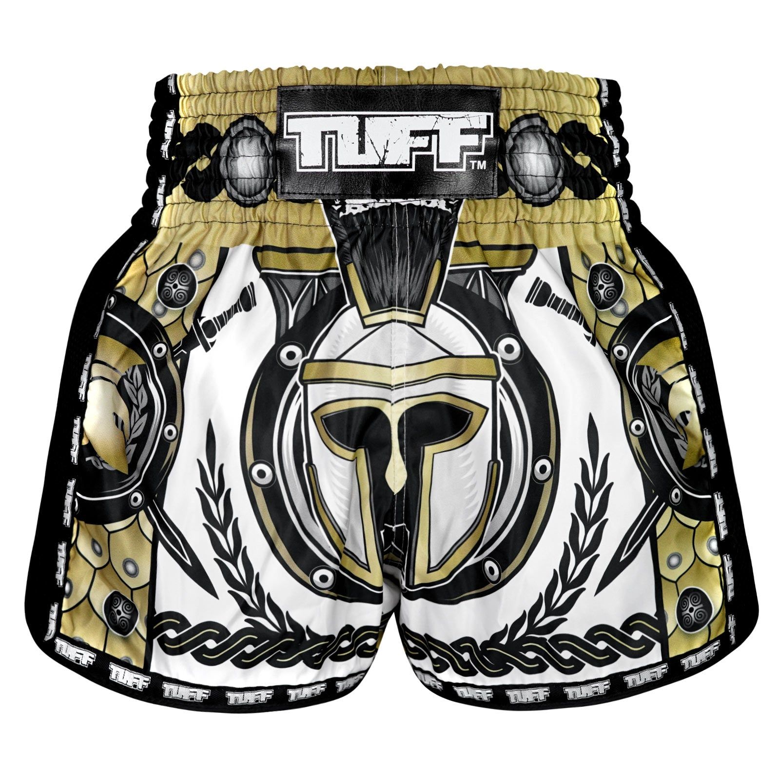 Quần TUFF TUF-MRS202-WHT Muay Thai Boxing Shorts New Retro Style Golden Gladiator in White