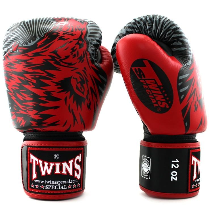 GĂNG TAY TWINS FBGV-50 VELCRO GLOVES (THAILAND LEATHER 100%) - RED/BLACK