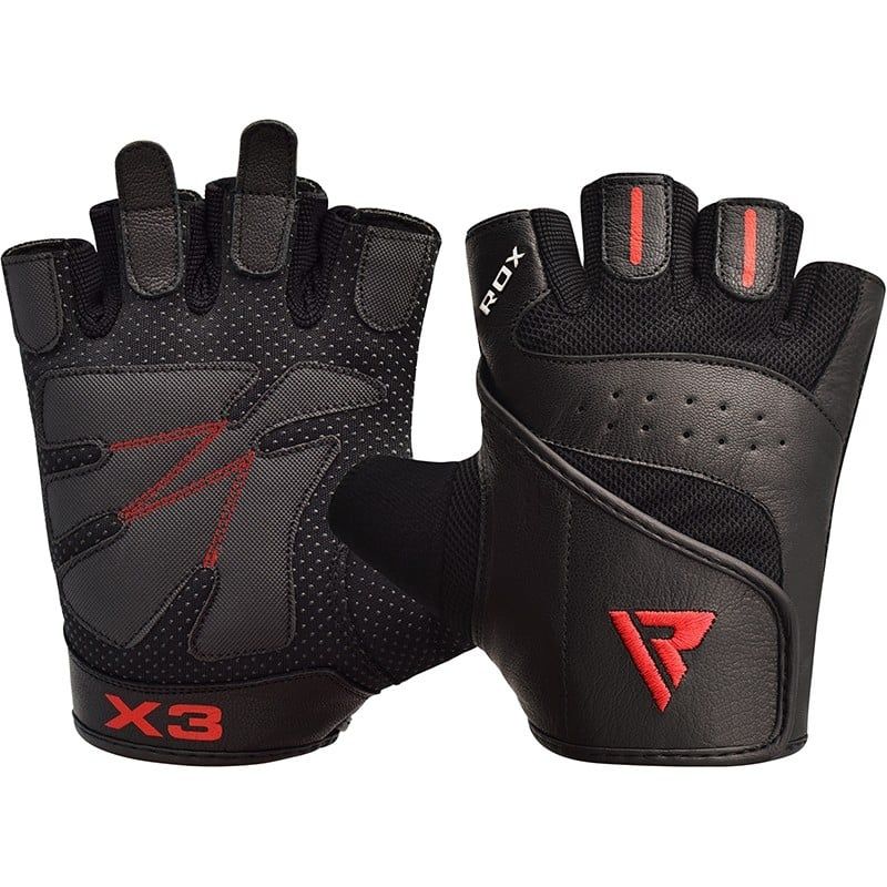 Găng Tay Gym Rdx S2 Black Leather Weight Lifting Gloves